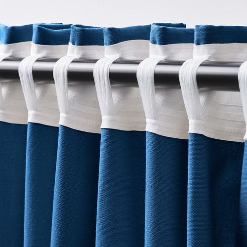 GINSTMOTT Curtains, 1 pair, dark blue/with heading tape, 145x300 cm