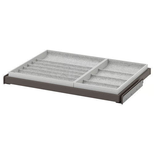 KOMPLEMENT Pull-out tray with insert, dark grey/light grey, 75x58 cm
