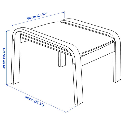 POÄNG Armchair and footstool, birch veneer/Skiftebo dark grey