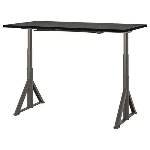 IDÅSEN Desk sit/stand, black/dark grey, 160x80 cm