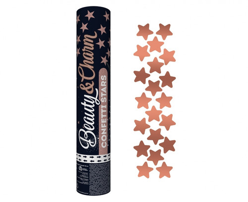 Confetti Party Popper 30cm, rose-gold stars