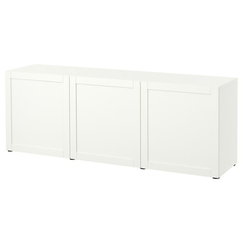BESTÅ Storage combination with doors, white, Hanviken white, 180x42x65 cm