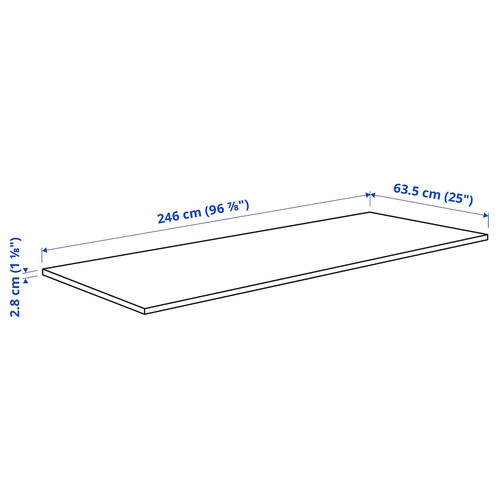 EKBACKEN Worktop, grey-beige stone effect/laminate, 246x2.8 cm