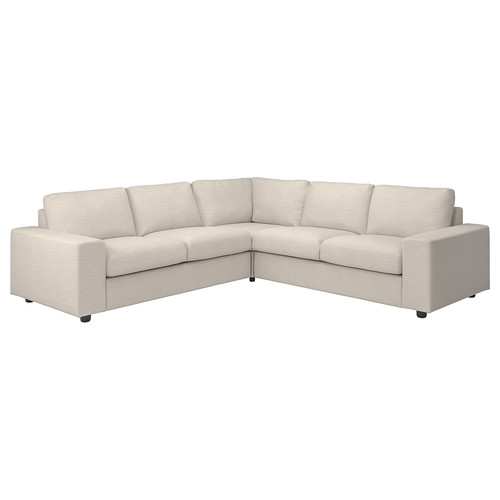 VIMLE Cover for corner sofa, 4-seat, with wide armrests/Gunnared beige