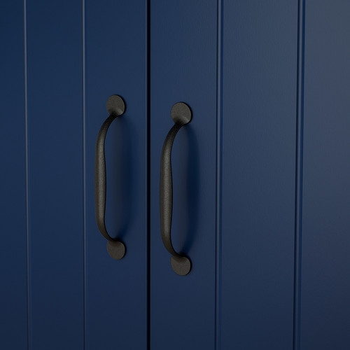 SKRUVBY TV storage combination, black-blue, 226x38x90 cm