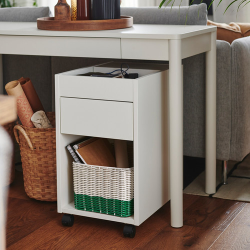 DJURTRÄNARE Basket, white/green, 25x35x19 cm