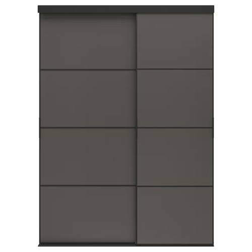 SKYTTA / MEHAMN Sliding door combination, black/double sided dark grey, 177x240 cm