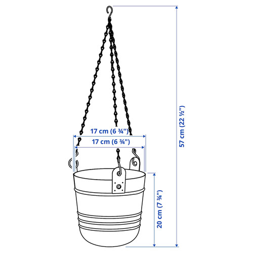 PÄRLRÖNN Hanging planter, in/outdoor/black, 15 cm