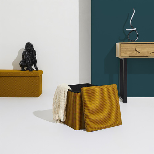 Folding Storage Pouffe Vels Atom, yellow