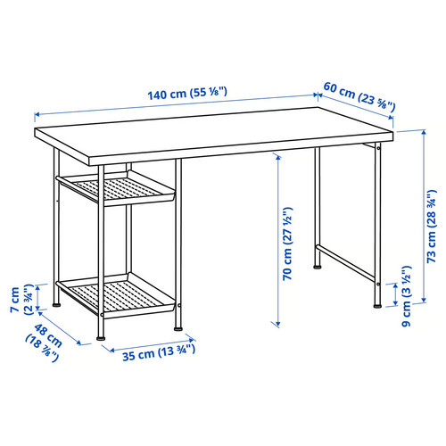 LAGKAPTEN / SPÄND Desk, white stained oak effect/white, 140x60 cm