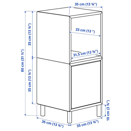 EKET Cabinet combination with legs, dark grey grey-green/wood, 35x35x80 cm