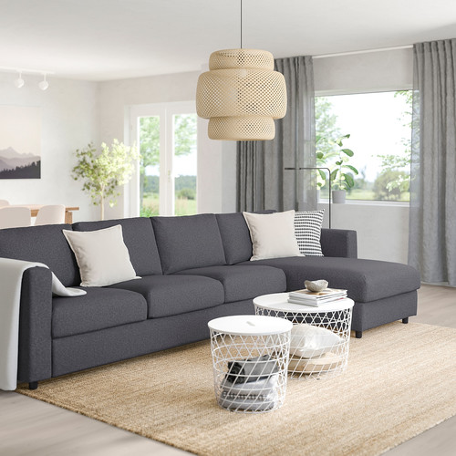 VIMLE 4-seat sofa with chaise longue, Gunnared medium grey
