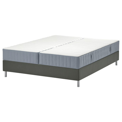 LYNGÖR Divan bed, Valevåg firm/extra firm/light blue dark grey, 160x200 cm