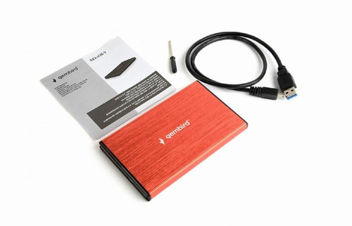 Gembird Enclosure for HDD/SSD 2.5" USB 3.0, red