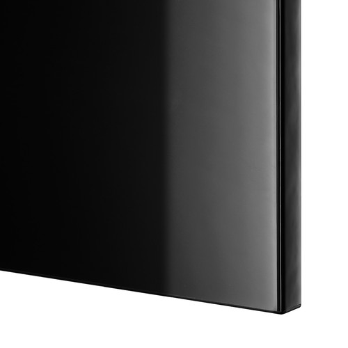 BESTÅ TV storage combination/glass doors, black-brown/Selsviken high-gloss/black smoked glass, 240x42x129 cm