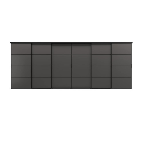 SKYTTA / MEHAMN Sliding door combination, black/double sided dark grey, 603x240 cm