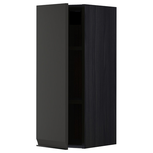 METOD Wall cabinet with shelves, black/Upplöv matt anthracite, 30x80 cm