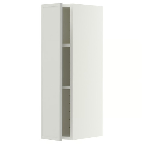METOD Wall cabinet with shelves, white/Aspudden light grey, 20x80 cm