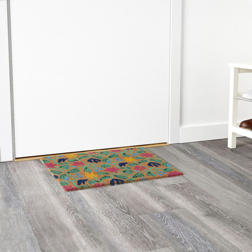 VÄGKURVA Door mat, indoor, multicolour/floral pattern, 40x60 cm