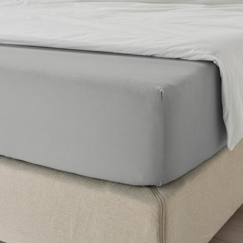 DVALA Fitted sheet, light grey, 90x200 cm