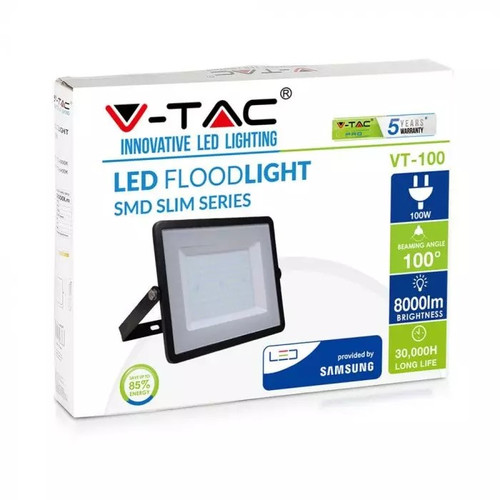 V-TAC Floodlight LED 100W 6400K 8000lm, black