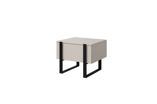 Nightstand Bedside Table Verica Set of 2, cashmere/black legs