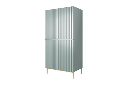 Wardrobe Nicole with Drawer Unit 100 cm, sage, gold legs