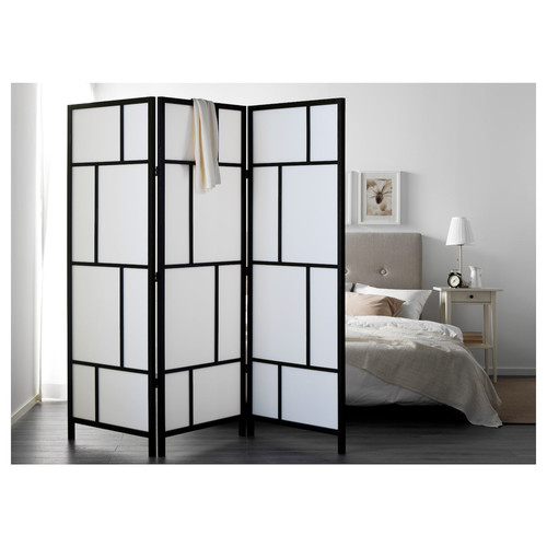 RISÖR Room divider, white, black, 216x185 cm