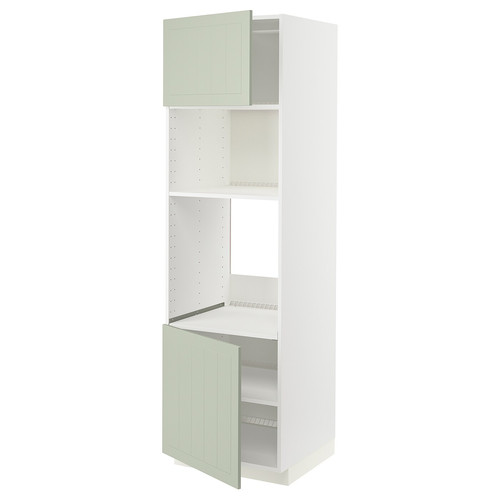 METOD Hi cb f oven/micro w 2 drs/shelves, white/Stensund light green, 60x60x200 cm