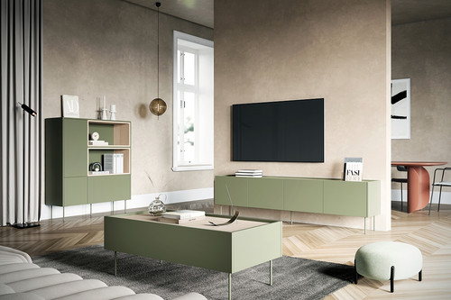 Four-Door TV Cabinet with Drawers Desin 220, olive/nagano oak