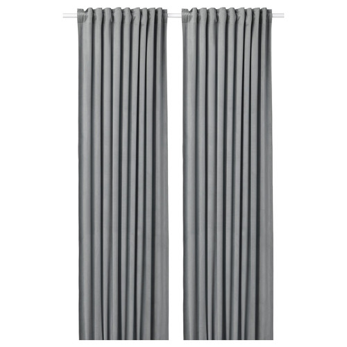 SANDSVINGEL Curtains, 1 pair, grey, 135x300 cm