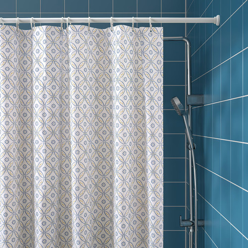 DOCKBÅT Shower curtain, white/multicolour, 180x200 cm