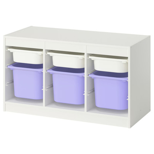 TROFAST Storage combination with boxes, white white/lilac, 99x44x56 cm