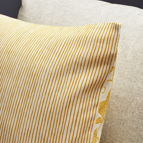 FJUNKLOCKA Cushion cover, yellow/white, 50x50 cm