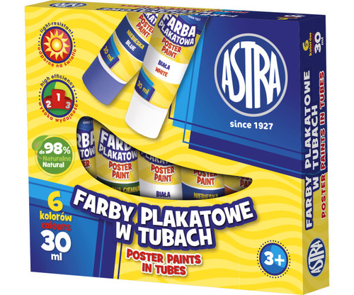 Astra Poster Paints 6 Colours x 30ml Tubes
