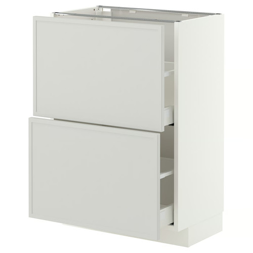 METOD/MAXIMERA Base cabinet with 2 drawers, white/Aspudden light grey, 60x37 cm