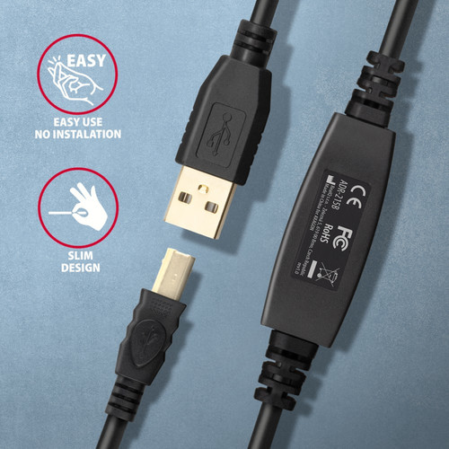 AXAGON USB Cable ADR-215B USB 2.0 A-M -> B-M act 15m