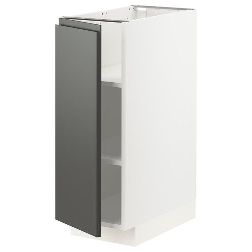 METOD Base cabinet with shelves, white/Voxtorp dark grey, 30x60 cm