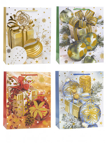 Decorative Christmas Gift Bag, 18x23 cm, Pack of 12