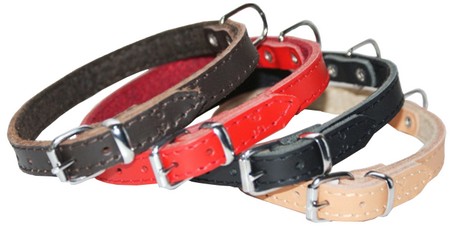 Dingo Leather Dog Collar 1.0x24cm, red