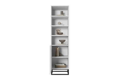 Shelving Unit Bookcase Asha 50cm, metal legs, high-gloss white