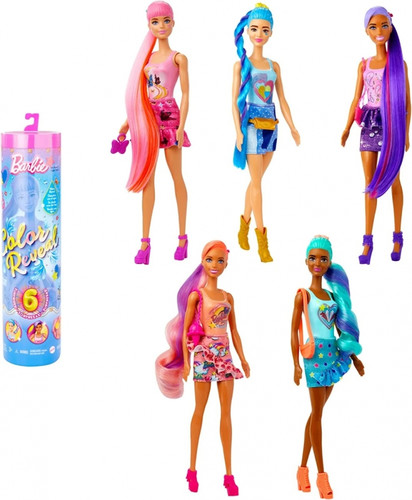 Barbie Color Reveal Doll With 6 Surprises, Totally Denim, HJX55, 1pc, assorted, 3+