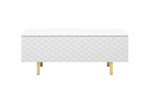 Coffee Table with Storage Scalia II 120, matt white, gold legs