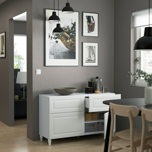 BESTÅ Storage combination w doors/drawers, white/Smeviken/Kabbarp white, 120x42x74 cm