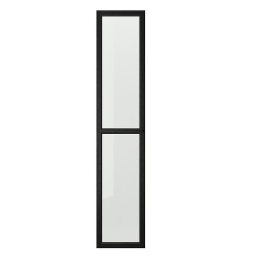 OXBERG Glass door, black oak effect, 40x192 cm