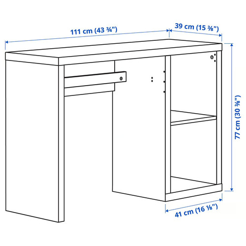 KALLAX Desk, black-brown, 111x39 cm