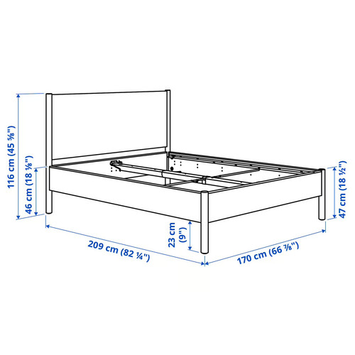 TONSTAD Bed frame, oak veneer/Lönset, 160x200 cm