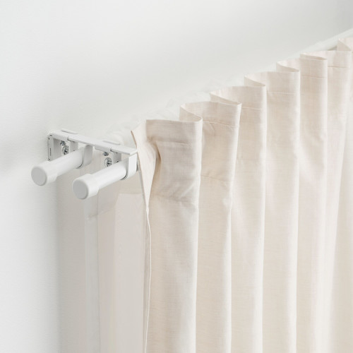 BEKRÄFTA Double curtain rod set, white, 120-210 cm 19 mm
