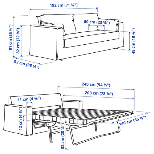 HYLTARP 2-seat sofa-bed, Gransel grey-brown