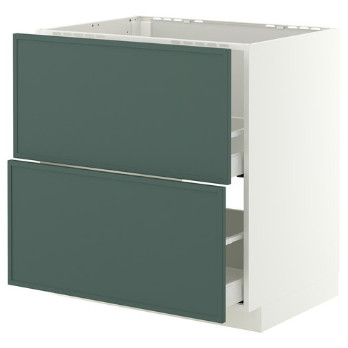 METOD/MAXIMERA Base cab f sink+2 fronts/2 drawers, white/Aspudden dark grey-green, 80x60 cm